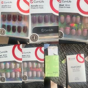 CurvLife Press On Nails Sets 5 & remover bundle